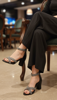 صندل مجلسی زنانه نوار پهن مشکی/7591